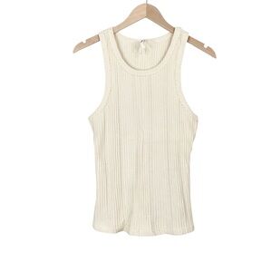 Anthropologie Robin Ribbed Tank Top In Cream Size Medium